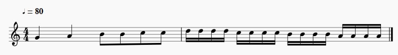 Sixteenth notes or semiquavers
